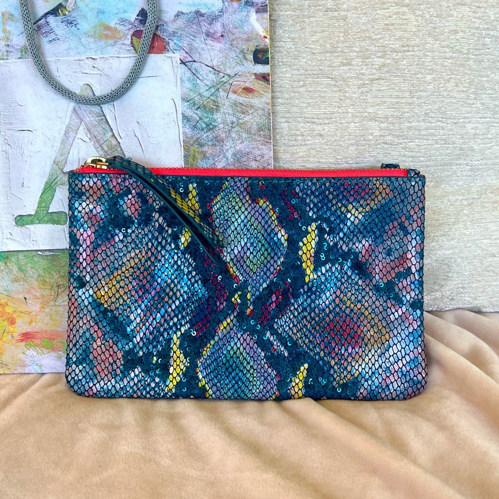 Anthropology Faux Snakeskin Clutch